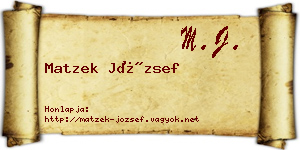 Matzek József névjegykártya
